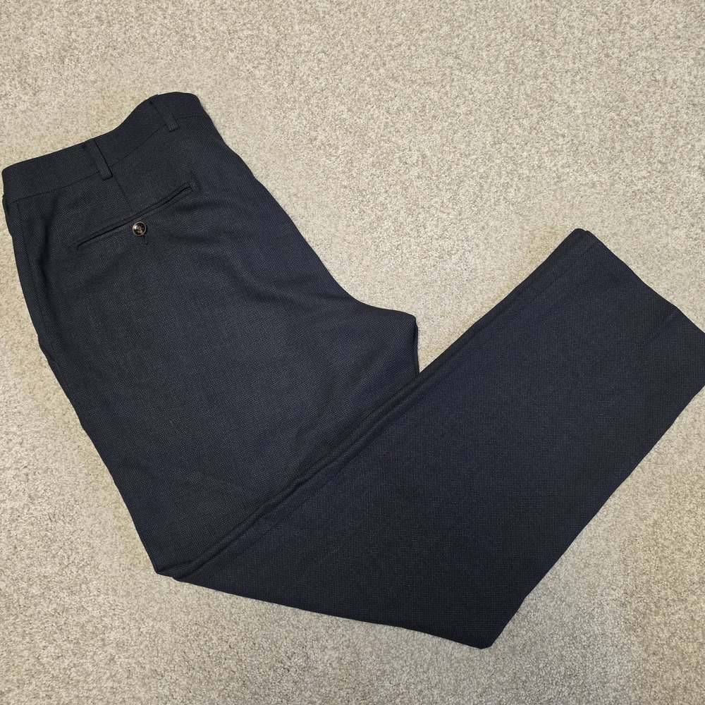 SUITSUPPLY Brescia Men Trousers 36x29.5 Navy Blue Wool Modern Flat Front Pants